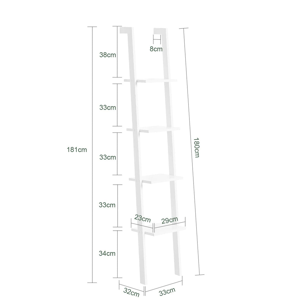 SoBuy FRG15-W Wandregal mit Vier Böden Badregal Leiterregal Standregal Bücherregal Breit: 33cm weiß
