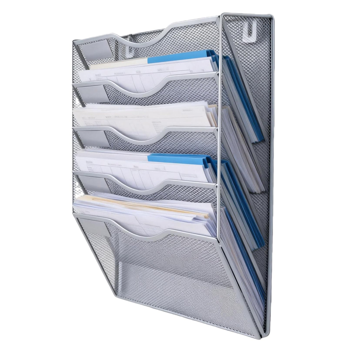 5 Fächer Zeitschriftenhalter Wand, Metall A4 Zeitschriftenhalter, Zusammensetzen Metall A4, Hängeregister Zeitschriftenständer Wand, Wandhalter Aktenablage Für Dokumente,Zeitschriften,Zeitungen,Silber