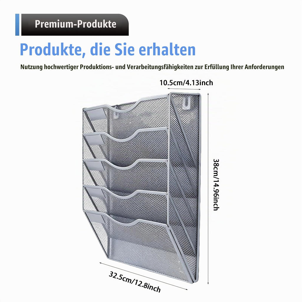 5 Fächer Zeitschriftenhalter Wand, Metall A4 Zeitschriftenhalter, Zusammensetzen Metall A4, Hängeregister Zeitschriftenständer Wand, Wandhalter Aktenablage Für Dokumente,Zeitschriften,Zeitungen,Silber