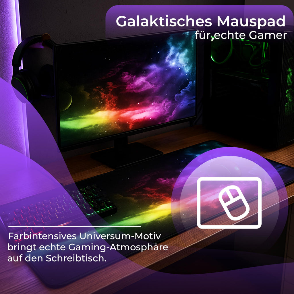 Retoo Mauspad XXL, 885 x 400 mm, Groß Mauspad Gaming mit Motiv, Tischunterlage Large Size, Spezielle Oberfläche, Schreibtischunterlage, Verbessert Präzision und Geschwindigkeit, Fransenfreie