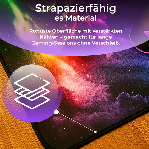 Retoo Mauspad XXL, 885 x 400 mm, Groß Mauspad Gaming mit Motiv, Tischunterlage Large Size, Spezielle Oberfläche, Schreibtischunterlage, Verbessert Präzision und Geschwindigkeit, Fransenfreie
