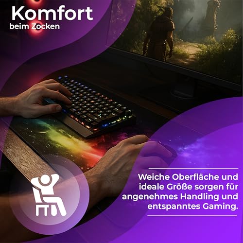 Retoo Mauspad XXL, 885 x 400 mm, Groß Mauspad Gaming mit Motiv, Tischunterlage Large Size, Spezielle Oberfläche, Schreibtischunterlage, Verbessert Präzision und Geschwindigkeit, Fransenfreie