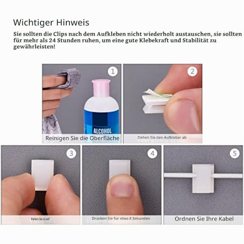 HICARER 100 Kabelclips Selbstklebend Kabelklemmen, 13 x 10 mm, Schwarz