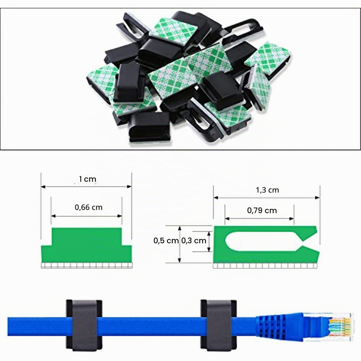 HICARER 100 Kabelclips Selbstklebend Kabelklemmen, 13 x 10 mm, Schwarz