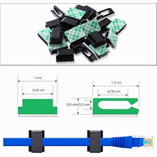 HICARER 100 Kabelclips Selbstklebend Kabelklemmen, 13 x 10 mm, Schwarz