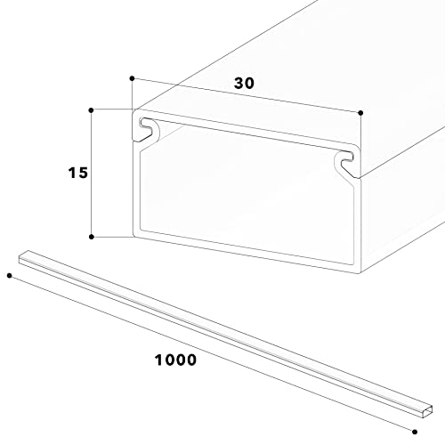 Cablecoach Habengut Kabelkanal (mit Montagelochung im Boden) 30x15 mm aus PVC, Farbe: Schwarz, Länge 4 m (4 x 1 m Länge)