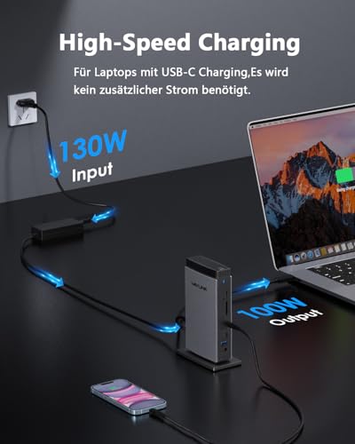 WAVLINK Displaylink Docking Station Dreifach-Display 4K+Dual 2K, 3HDMI, 2DP
