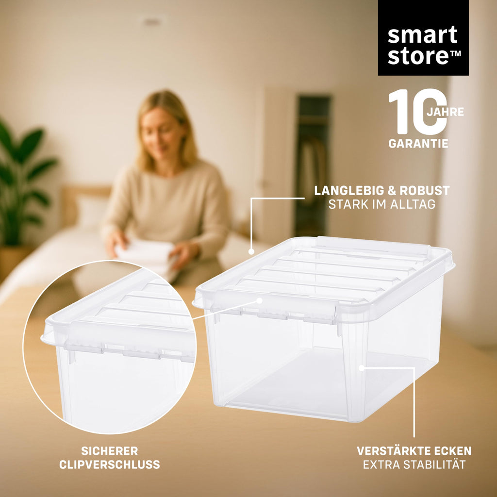 SmartStore Aufbewahrungsbox mit Deckel | 4x 8L Box | 34x25x16cm