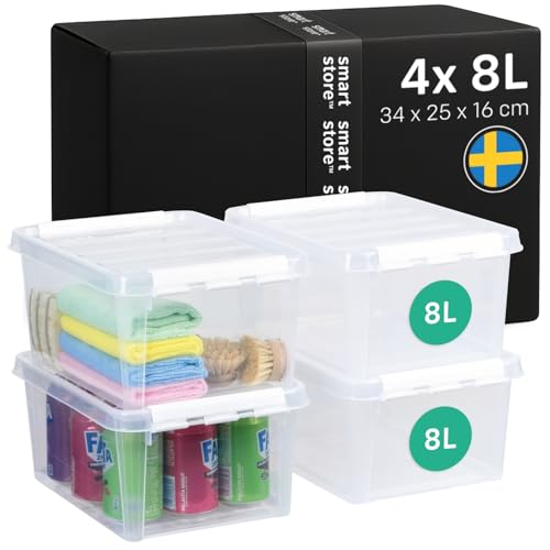 SmartStore Aufbewahrungsbox mit Deckel | 4x 8L Box | 34x25x16cm