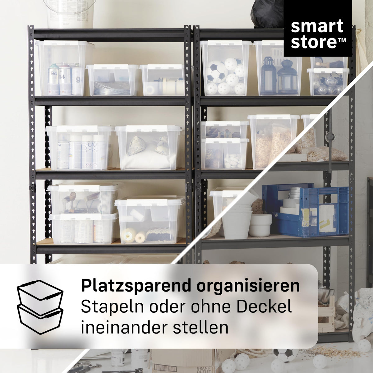 SmartStore Aufbewahrungsbox mit Deckel | 4x 8L Box | 34x25x16cm
