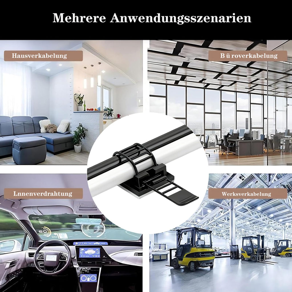 KLJ kabelhalter selbstklebend kabelmanagement 50 Pack Schwarz,Anpassbar und wiederverwendbar kabelclips selbstklebend,Gilt für Schreibtisch kabelmanagement Cable Management