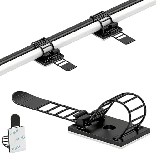KLJ kabelhalter selbstklebend kabelmanagement 50 Pack Schwarz,Anpassbar und wiederverwendbar kabelclips selbstklebend,Gilt für Schreibtisch kabelmanagement Cable Management