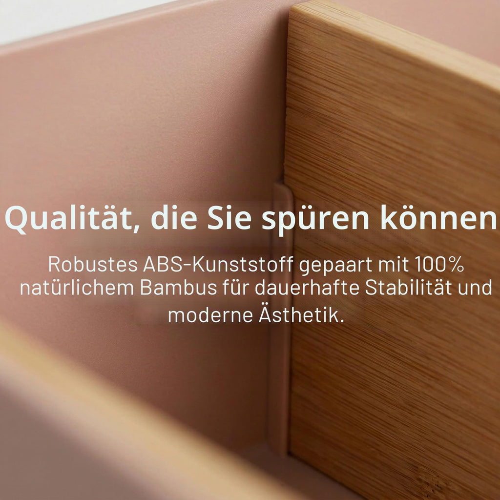 Schreibtisch Organizer, 4 Fächer Stiftehalter Bambus, Büro Organizer, Aufbewahrungsbox Desk Organizer für Stifte, Kosmetika (Weiß)