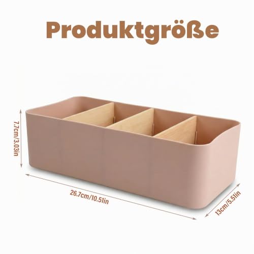 Schreibtisch Organizer, 4 Fächer Stiftehalter Bambus, Büro Organizer, Aufbewahrungsbox Desk Organizer für Stifte, Kosmetika (Weiß)