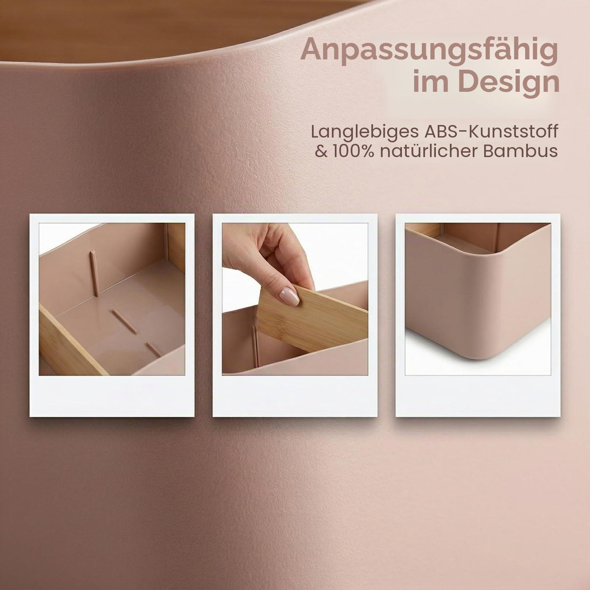 Schreibtisch Organizer, 4 Fächer Stiftehalter Bambus, Büro Organizer, Aufbewahrungsbox Desk Organizer für Stifte, Kosmetika (Weiß)