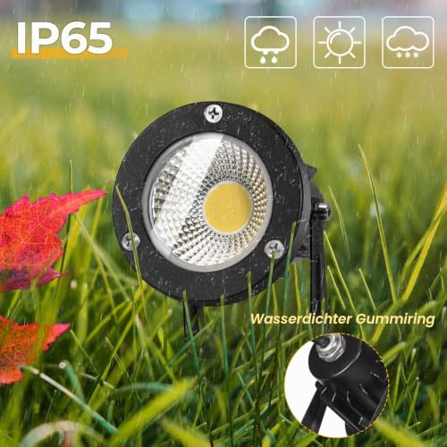 Milpoel COB LED Strahler mit Klemme, 7W, 3m Kabel, IP65 Wasserdicht, Außen- & Innenbeleuchtung (Warmweiß, 2)