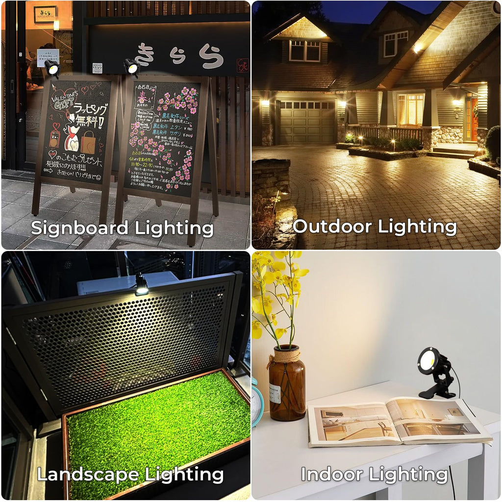 Milpoel COB LED Strahler mit Klemme, 7W, 3m Kabel, IP65 Wasserdicht, Außen- & Innenbeleuchtung (Warmweiß, 2)