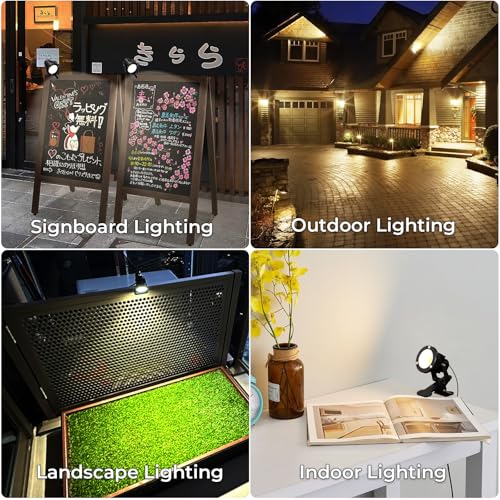 Milpoel COB LED Strahler mit Klemme, 7W, 3m Kabel, IP65 Wasserdicht, Außen- & Innenbeleuchtung (Warmweiß, 2)