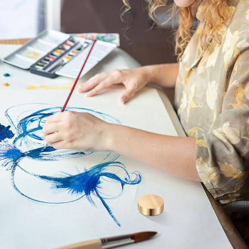 SHINEOFI Messingpapiergewicht Runder Briefbeschwerer Für Schönschrift Üben Kalligraphie Papiergewicht Schreibtischdekoration Für Büro Schreiben Malen Goldfarben 4.00 X 4.00 X 1.50 Cm