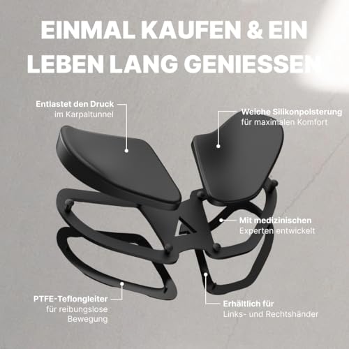 DELTAHUB Carpio 2.0 – Ergonomische Handgelenkauflage, Rechts, L, Schwarz