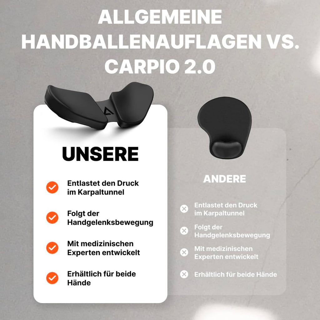 DELTAHUB Carpio 2.0 – Ergonomische Handgelenkauflage, Rechts, L, Schwarz