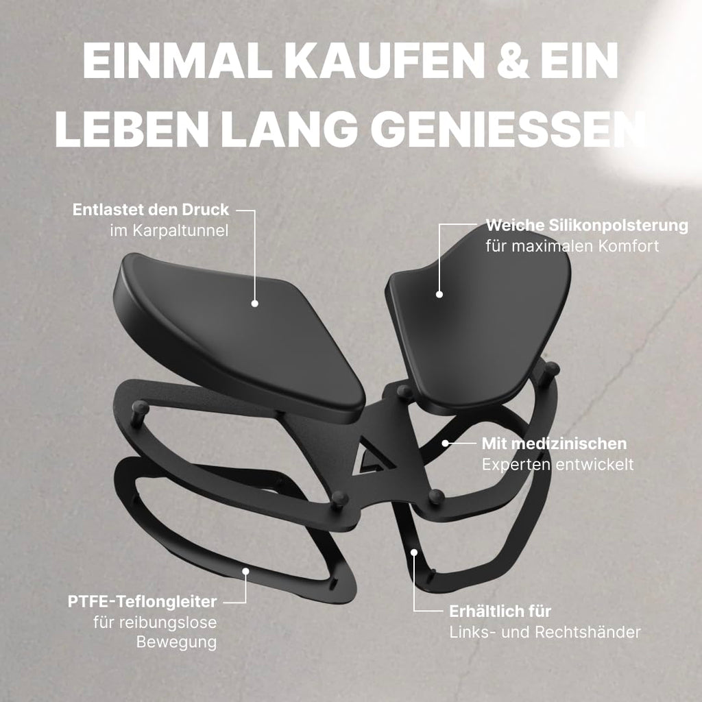 DELTAHUB Carpio 2.0 – Ergonomische Handgelenkauflage, Rechts, L, Schwarz