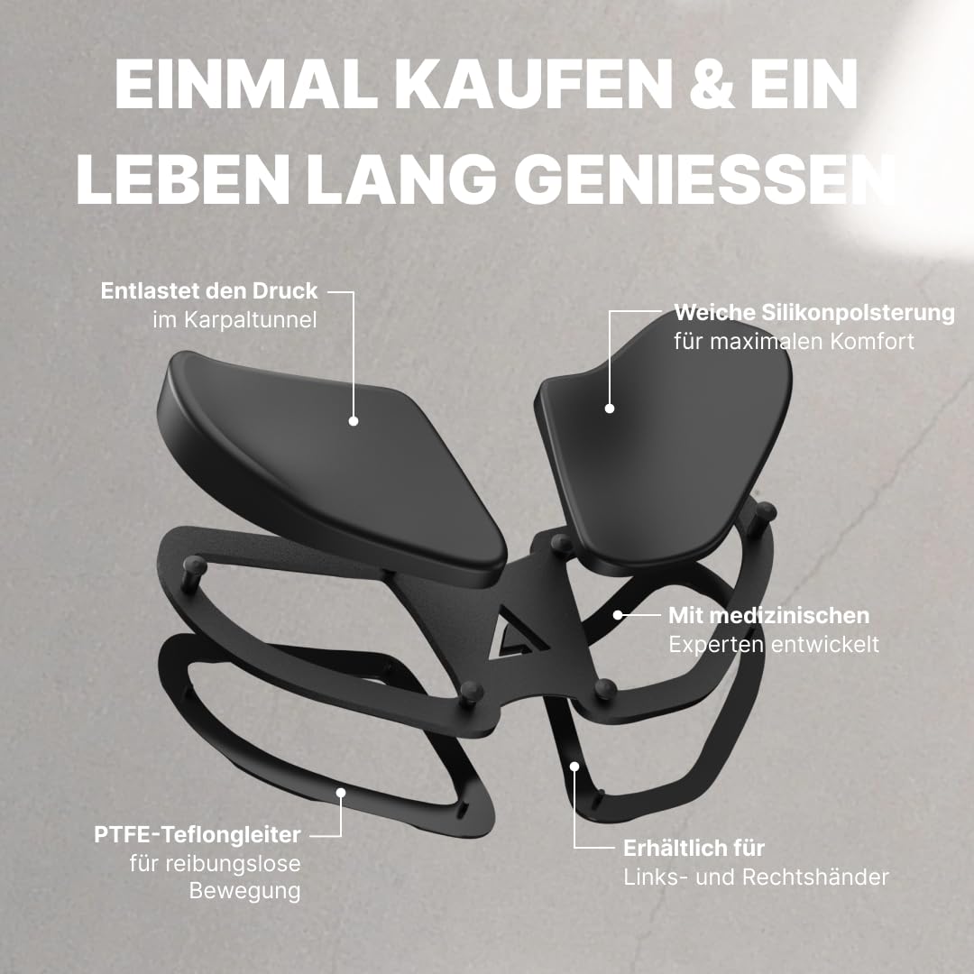DELTAHUB Carpio 2.0 – Ergonomische Handgelenkauflage, Rechts, L, Schwarz