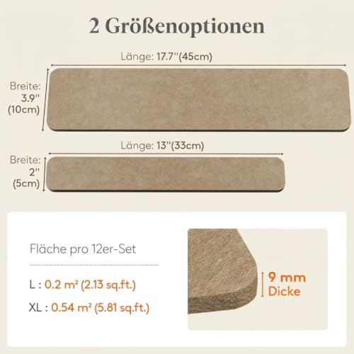 Lifewit Pinnwand mit 60-teiligem Set, 12er-Pack, Alternative zur Korkplatte, Filzstreifen-Pinnwand, 33 x 5 cm, vollselbstklebende Wandtafel zur Dekoration, für Büro, Wohnheim, Zuhause, Leinen