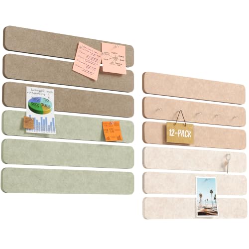 Lifewit Pinnwand mit 60-teiligem Set, 12er-Pack, Alternative zur Korkplatte, Filzstreifen-Pinnwand, 33 x 5 cm, vollselbstklebende Wandtafel zur Dekoration, für Büro, Wohnheim, Zuhause, Leinen
