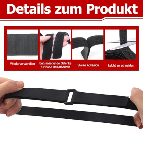 2cm x 10m Klettband mit 50 Schnallen Schneidbarer Wiederverschließbare Kabelbinder Klett Schwarz Kabel Klettband Klettbänder Rolle für Kabel Schläuche Rohre (Schwarz‎, 2cm x 10m)