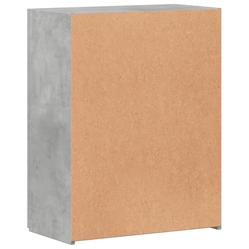 Aktenschrank Betongrau Holzwerkstoff 60x32x77,5 cm mit Zwei Türen für Büro und Homeoffice, Büroschrank mit viel Stauraum für Ordner, Dokumente und Aktenablage