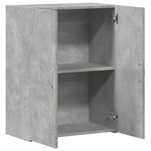 Aktenschrank Betongrau Holzwerkstoff 60x32x77,5 cm mit Zwei Türen für Büro und Homeoffice, Büroschrank mit viel Stauraum für Ordner, Dokumente und Aktenablage