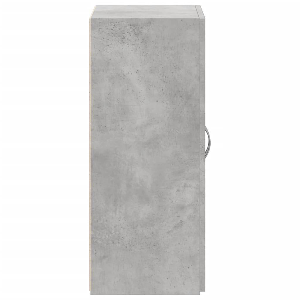 Aktenschrank Betongrau Holzwerkstoff 60x32x77,5 cm mit Zwei Türen für Büro und Homeoffice, Büroschrank mit viel Stauraum für Ordner, Dokumente und Aktenablage