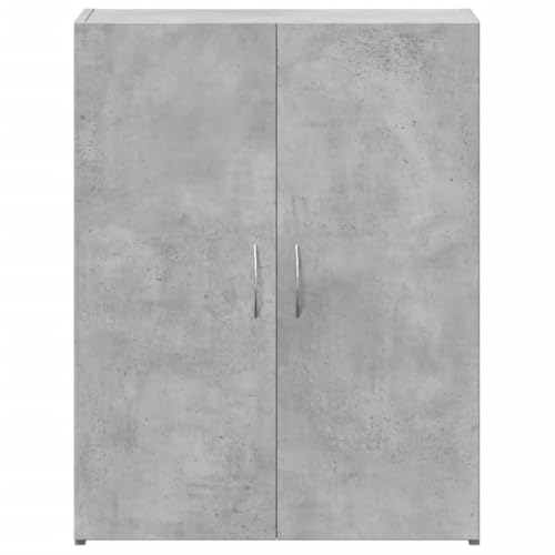 Aktenschrank Betongrau Holzwerkstoff 60x32x77,5 cm mit Zwei Türen für Büro und Homeoffice, Büroschrank mit viel Stauraum für Ordner, Dokumente und Aktenablage