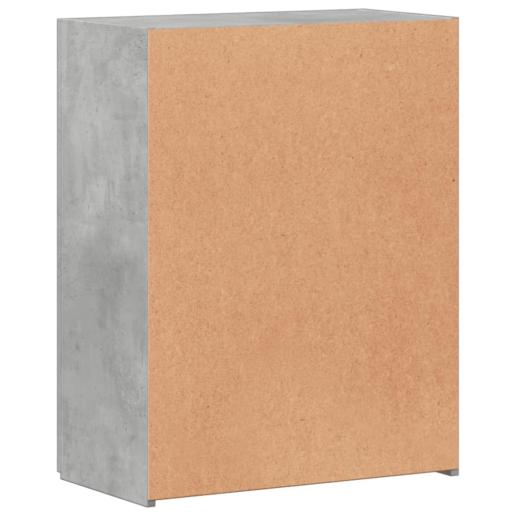 Aktenschrank Betongrau Holzwerkstoff 60x32x77,5 cm mit Zwei Türen für Büro und Homeoffice, Büroschrank mit viel Stauraum für Ordner, Dokumente und Aktenablage
