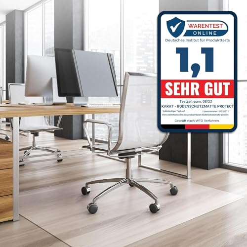 OfficeMarshal Bodenschutzmatte in Trendfarben | 90 x 120 cm für Hartböden | ohne schädliche Weichmacher und PVC | Größe und viele Farben zur Auswahl (Semi-transparent/Milchig)