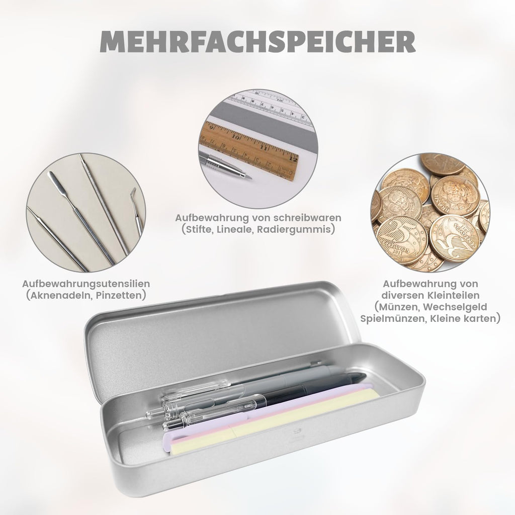 3 Stück Stiftebox Blechdose Stifte Box Metallbox mit Deckel