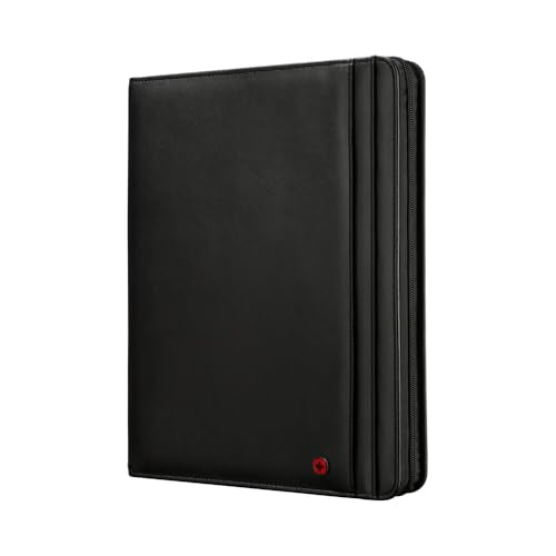 WENGER Venture Schreibmappe mit Tragegriff, Padfolio mit Business-Organizer, 10 Zoll Tabletfach, Polyester/Vinyl, A4-Notizbuch, Damen Herren, Schwarz, 611710