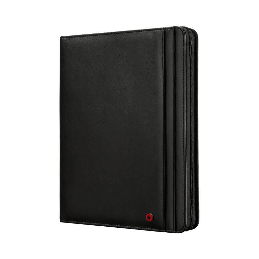 WENGER Venture Schreibmappe mit Tragegriff, Padfolio mit Business-Organizer, 10 Zoll Tabletfach, Polyester/Vinyl, A4-Notizbuch, Damen Herren, Schwarz, 611710