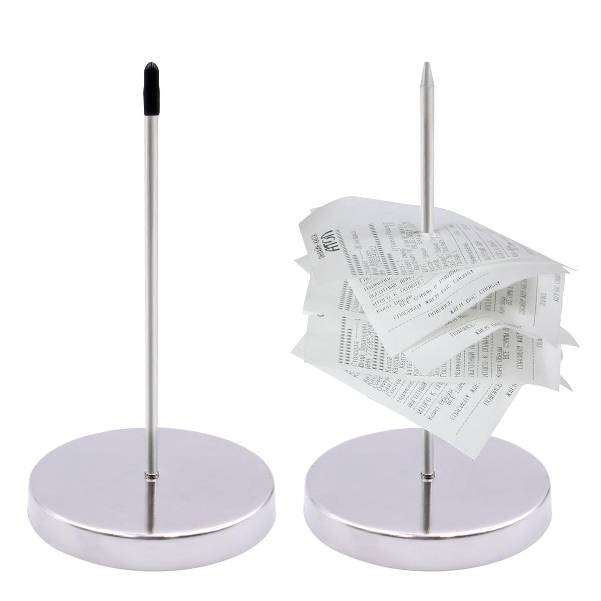 2 Stück Zettelspießer, Abnehmbar Kassenbon Halter, Silber