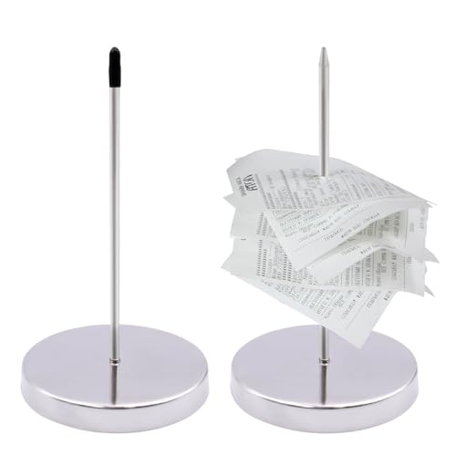 2 Stück Zettelspießer, Abnehmbar Kassenbon Halter, Silber