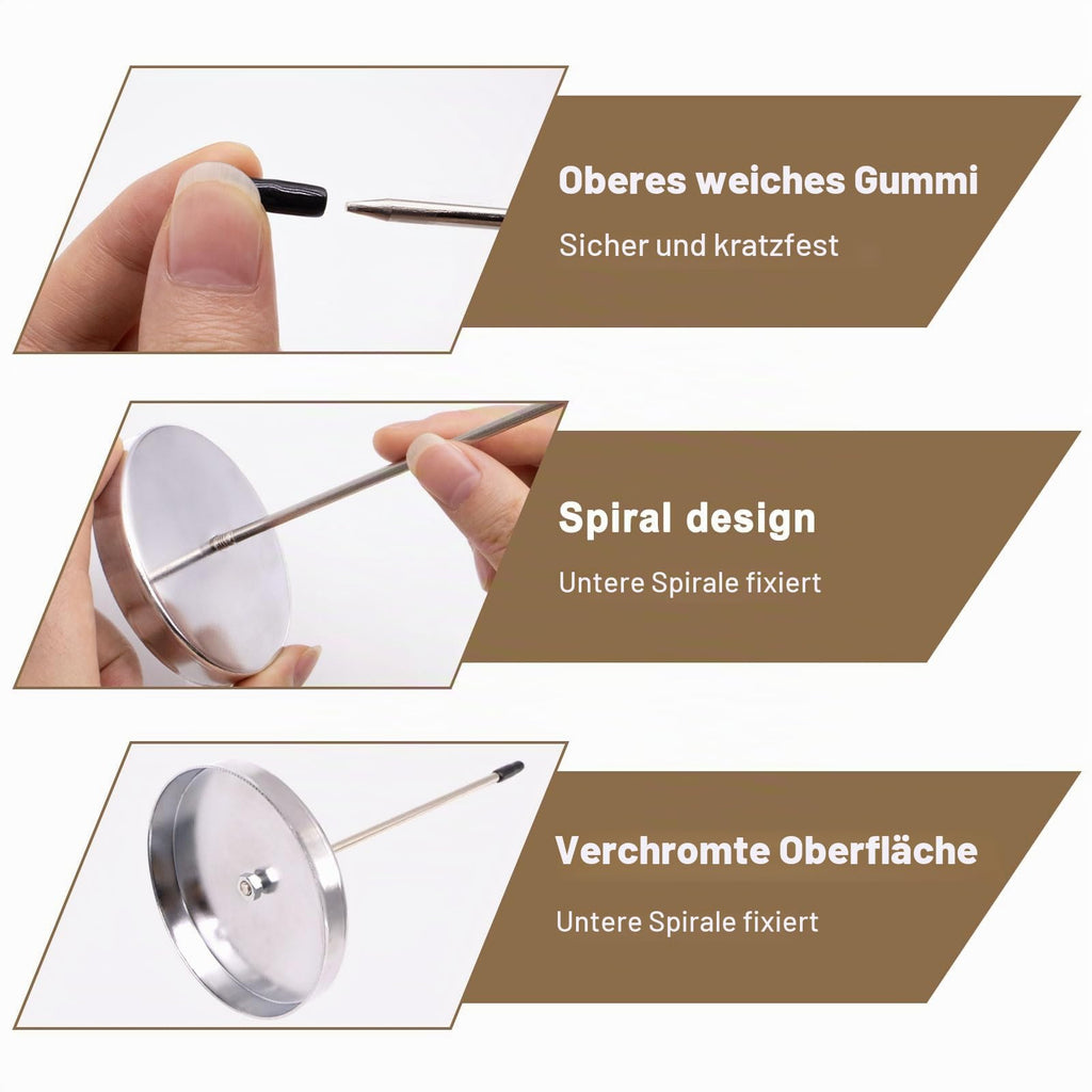 2 Stück Zettelspießer, Abnehmbar Kassenbon Halter, Silber