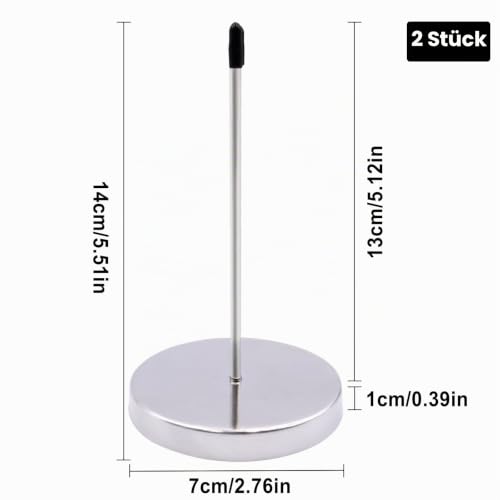 2 Stück Zettelspießer, Abnehmbar Kassenbon Halter, Silber