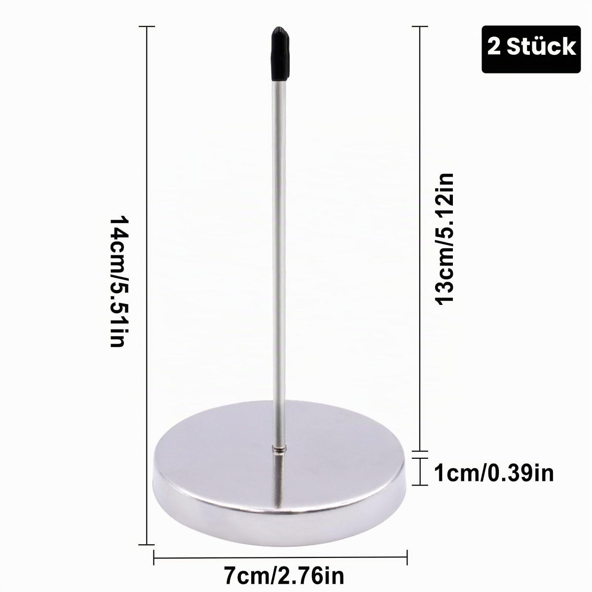 2 Stück Zettelspießer, Abnehmbar Kassenbon Halter, Silber