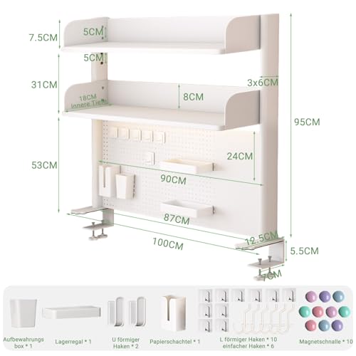 Bücherregal Klein Klemmbare Schreibtisch Aufsatzregal (100x95cm)
