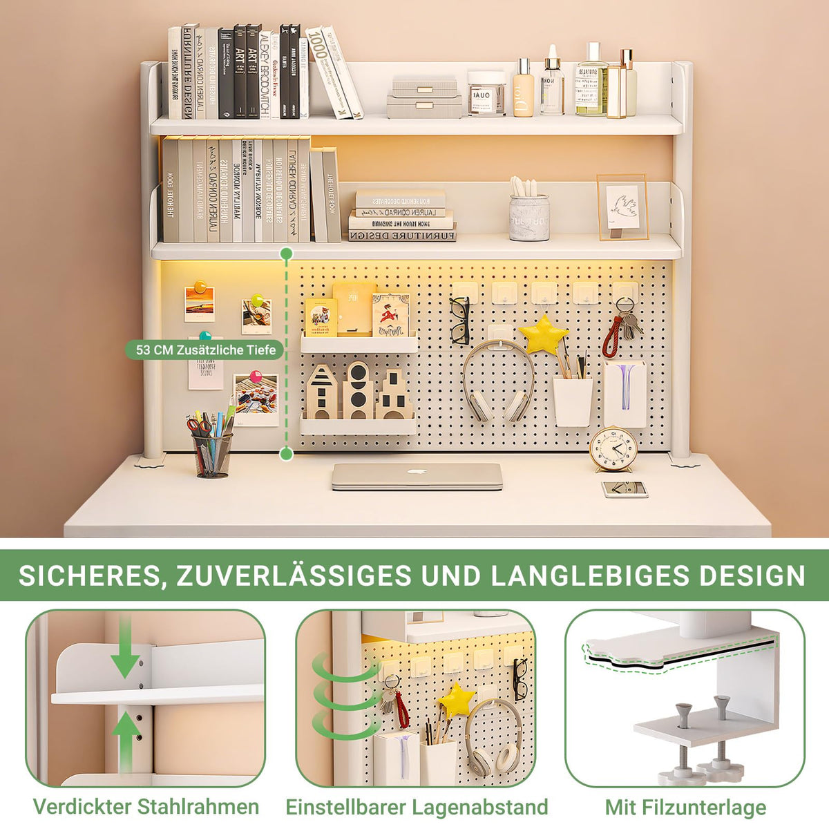 Bücherregal Klein Klemmbare Schreibtisch Aufsatzregal (100x95cm)
