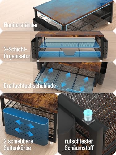 MOWETOO Monitor Ständer mit 2 Ebenen,Druckerständer, Beamer bis zu 20 kg