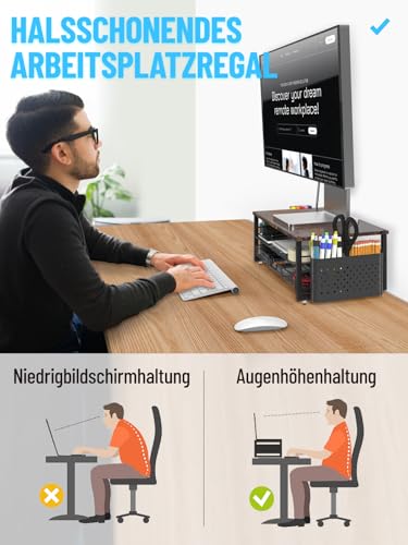 MOWETOO Monitor Ständer mit 2 Ebenen,Druckerständer, Beamer bis zu 20 kg