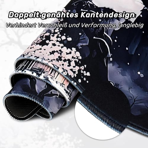 shangtushunli Japanische Weiße Mauspad, Große Kirschblüte Schreibtisch Matte, Anime Gaming Tastatur Matte, Rutschfeste Gummibasis, Großer Erweiterter Schreibtisch Schutz Für Home Office1