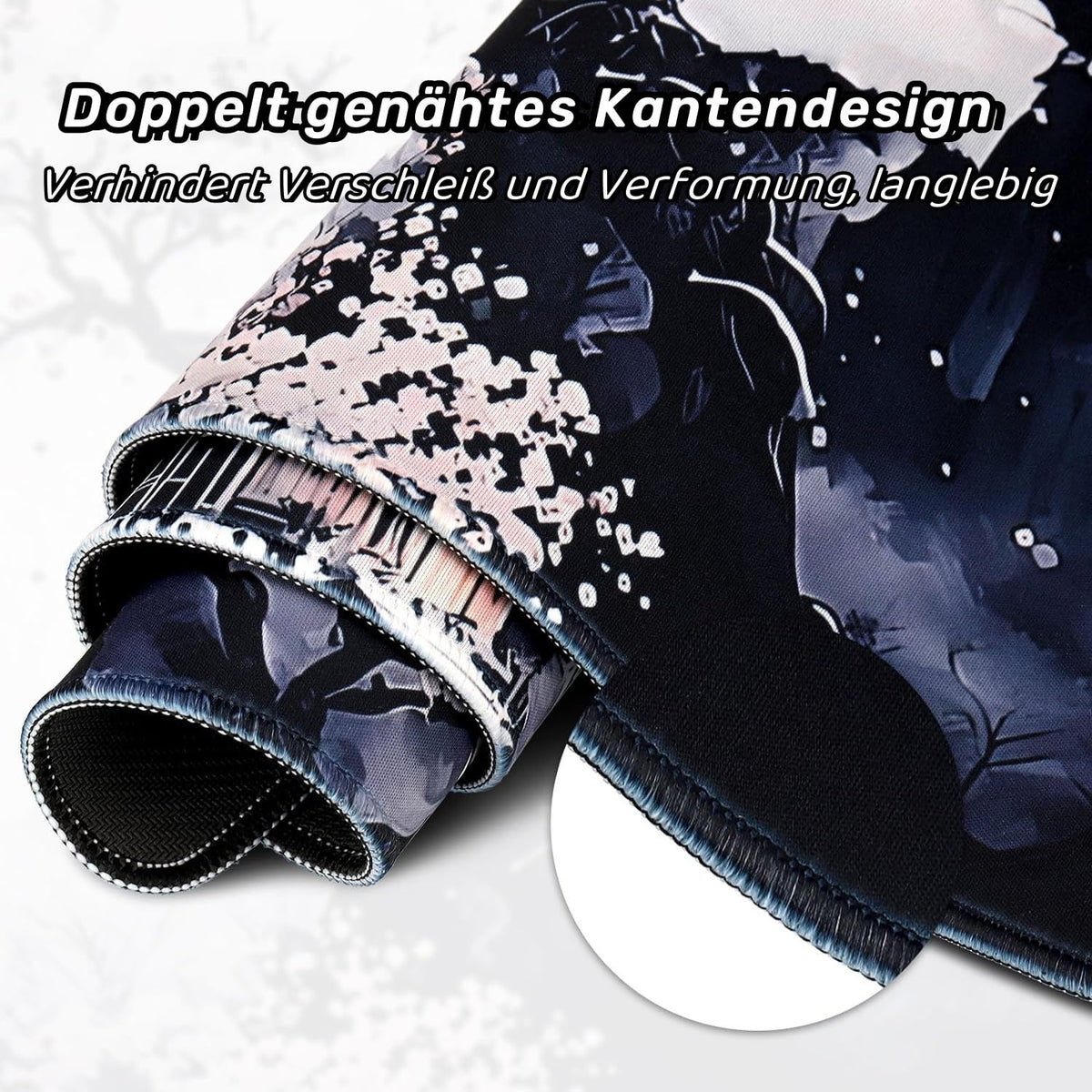 shangtushunli Japanische Weiße Mauspad, Große Kirschblüte Schreibtisch Matte, Anime Gaming Tastatur Matte, Rutschfeste Gummibasis, Großer Erweiterter Schreibtisch Schutz Für Home Office1